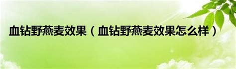 血钻野燕麦怎么样与燕麦