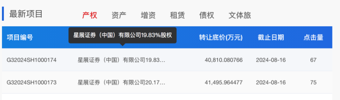 国资股东挂牌转让星展证券40%股权,转让底价共计8.23亿元