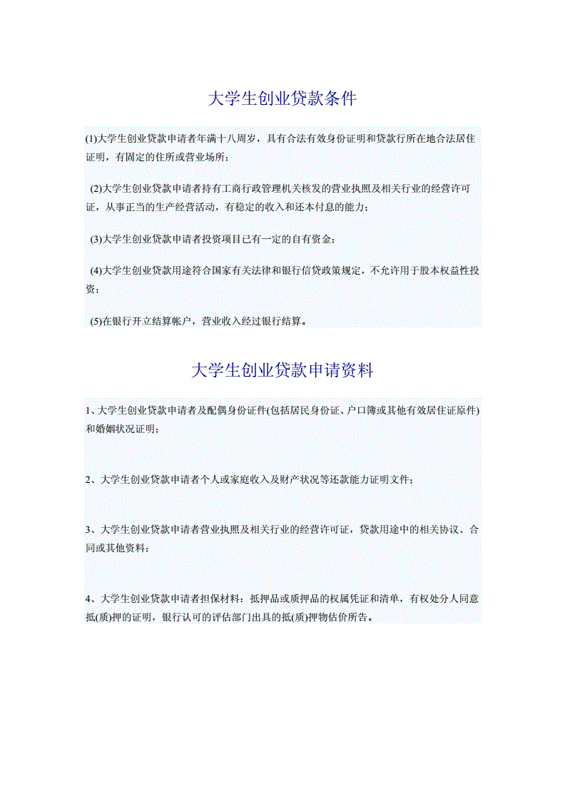 解释！大学生创业贷款条件