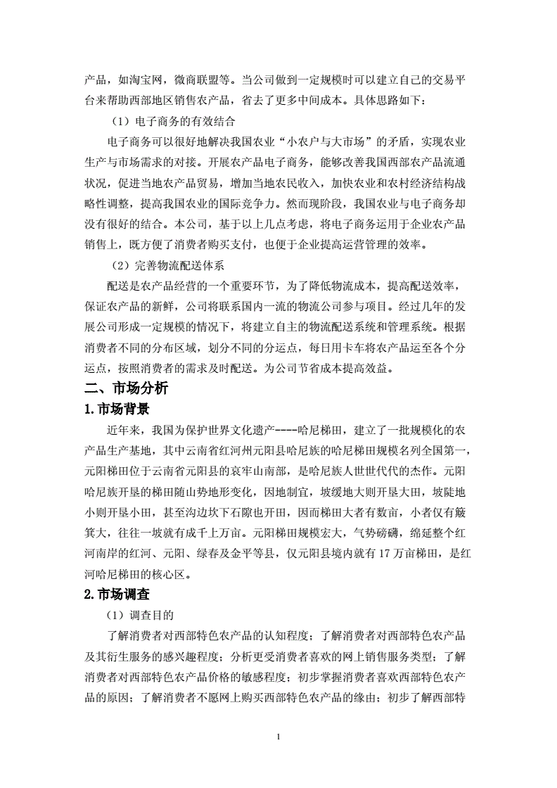 解释！电子商务创业计划书