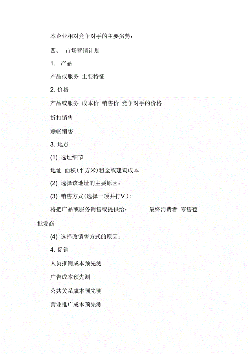 解说！syb创业计划书模板