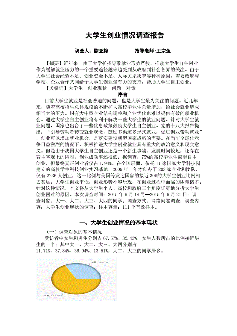 解答！大学生创业调查报告