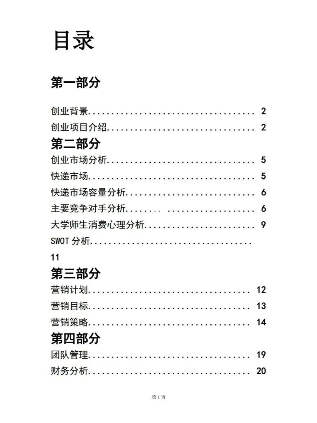 小知识！创业计划书大学生版