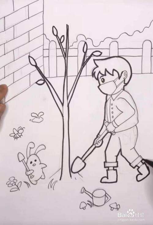 讲解！植树节画画作品简笔画“夏花依旧”