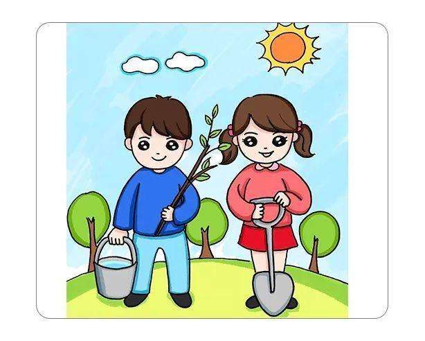 达人分享！植树节画画作品简笔画“纯一不杂”