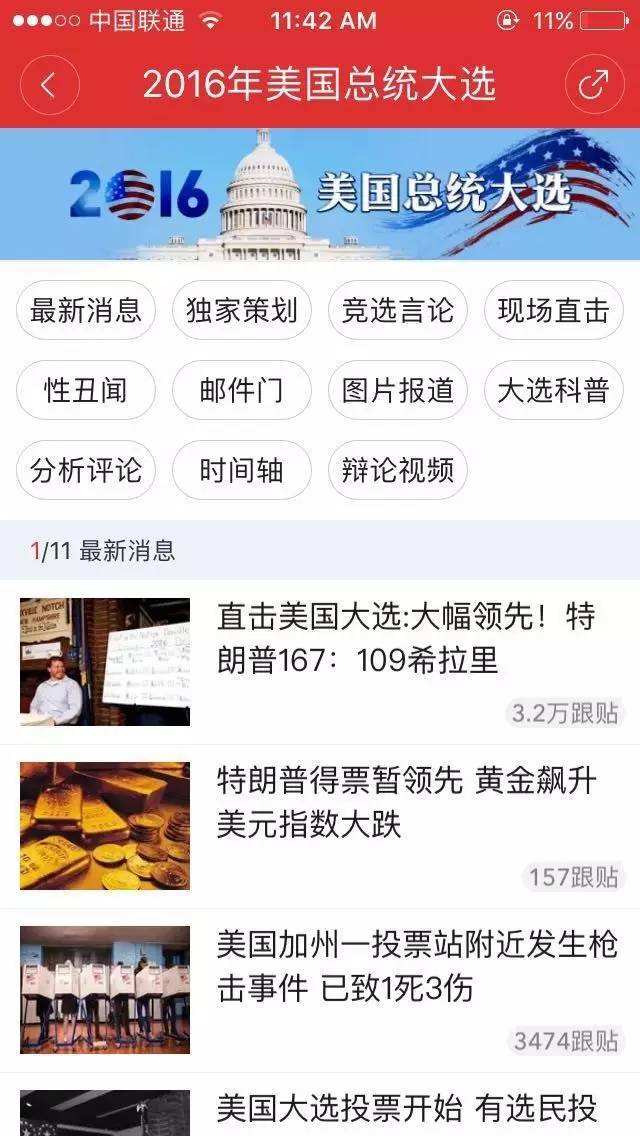 分析！凤凰网美国大选实时票数“星星点点”