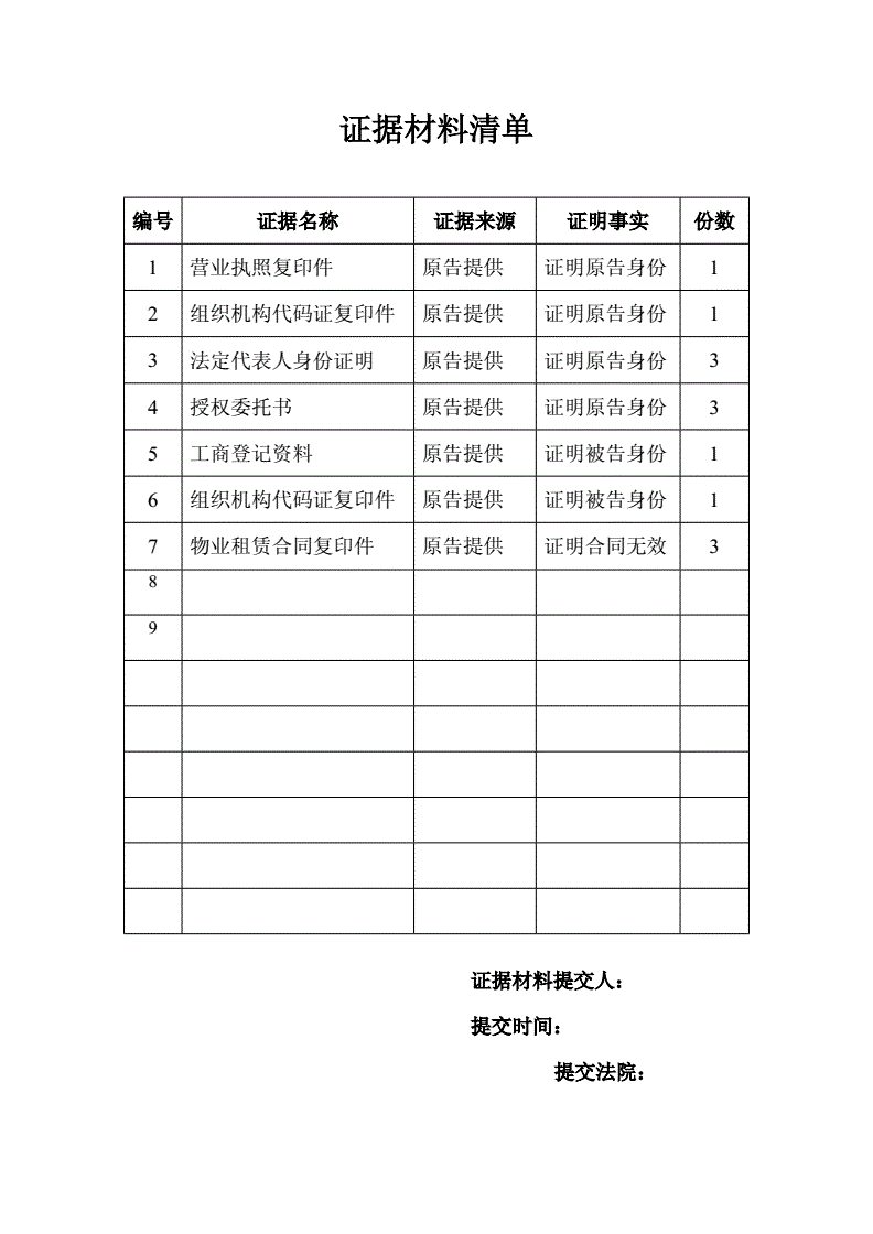 分析！证据目录格式