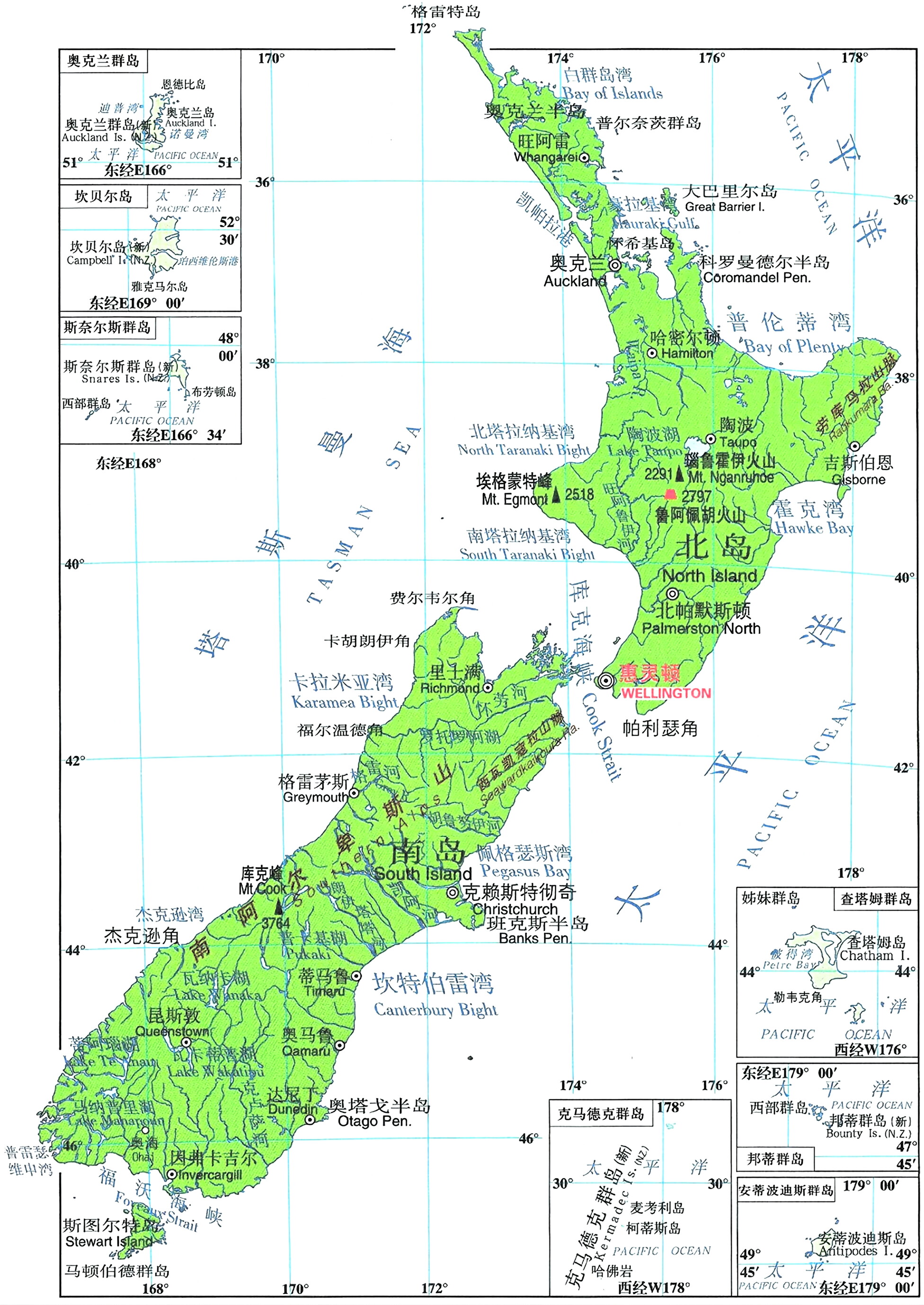 新西兰旅游地图_新西兰南岛旅游地图