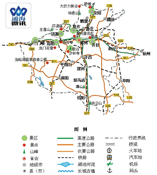河南省旅游地图_河南旅游地图景点分布图
