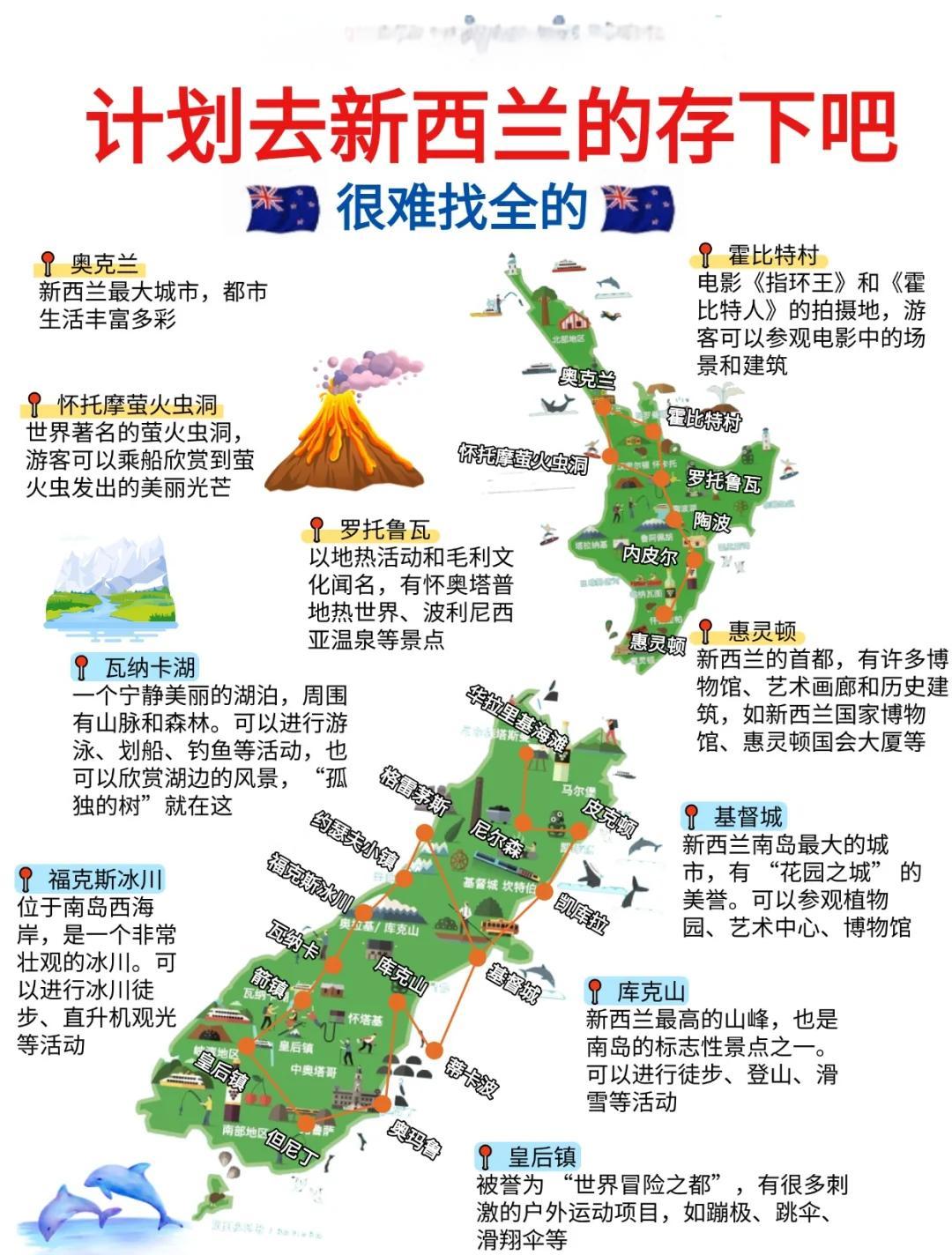 新西兰旅游地图_新西兰景点图片大全