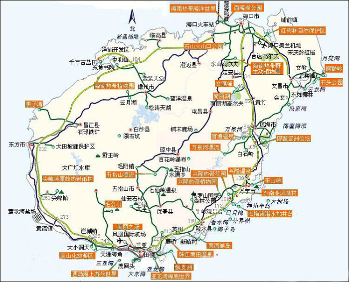 海南旅游地图_海南旅游攻略必去景点