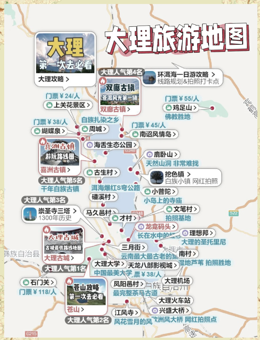 大理旅游地图_大理旅游地图手绘