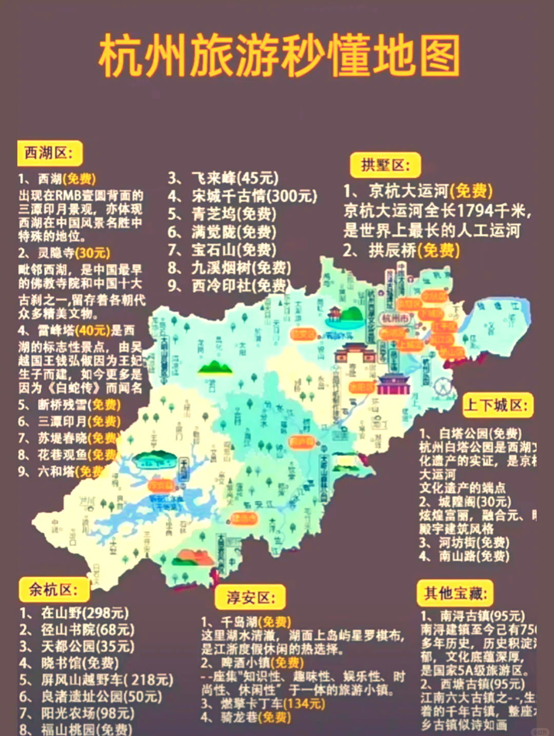 杭州旅游景点地图_杭州旅游景点地图路线图