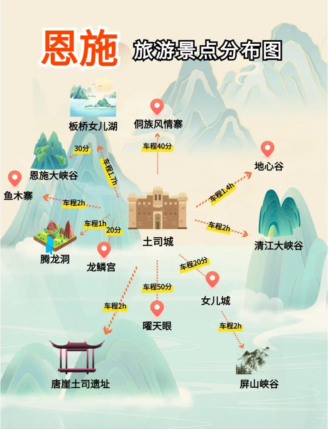 恩施旅游地图_恩施旅游地图景点分布